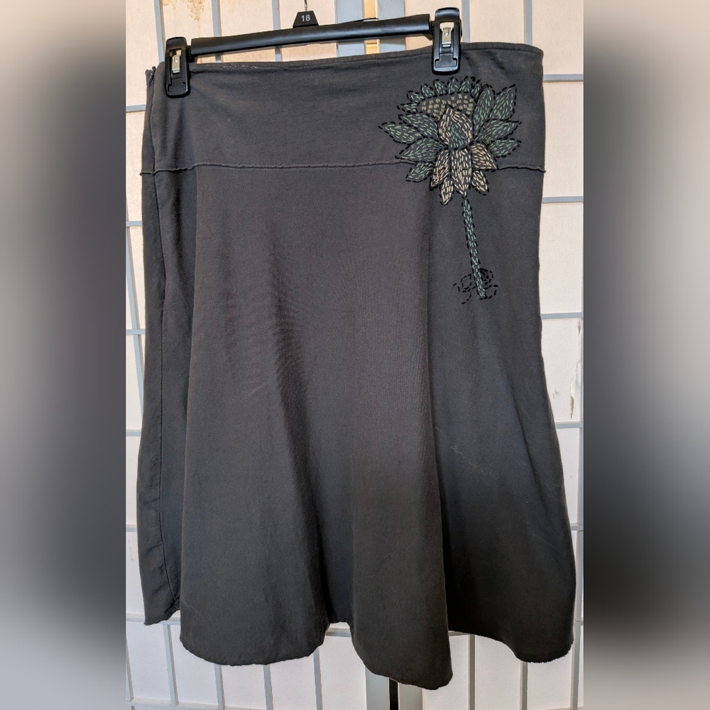 STOP Grey Skirt with Embroidered Detail - Size M